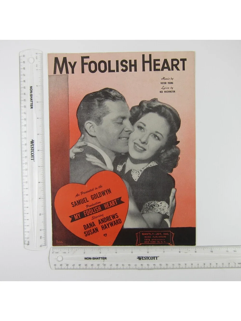 Sheet Music My Foolish Heart Dana Andrews Susan Hayward Film Movie Vintage 1949